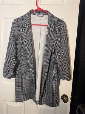 Maurices Checked Open-Front Women's Coatigan - Black & White (XL)